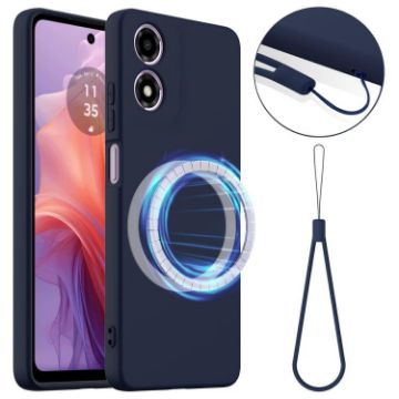 Moto G04/G04s/E14 4G Shockproof Silicone Magsafe Case - Navy Blue - 1