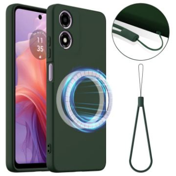 Moto G04/G04s/E14 4G Shockproof Silicone Magsafe Case - Dark Green - 1