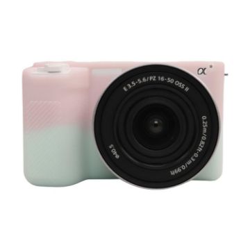 Sony ZV-E10 II/ZV-E10M2 Litchi Texture Silicone Case - Jelly Pink Green - 1