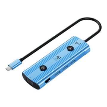 YCE V261 13-in-1 USB-C/Type-C HUB Adapter AI Docking Station - Blue - 1