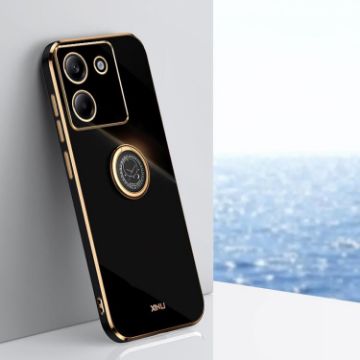 XINLI 6D Electroplate TPU Case with Ring for Xiaomi Poco M7 Pro 5G (Black) - 1