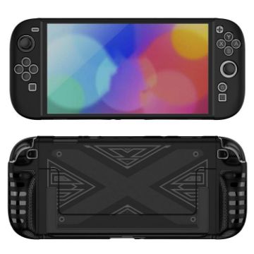 Nintendo Switch 2 Detachable X-Pattern Protective Case with Holder - Black - 1
