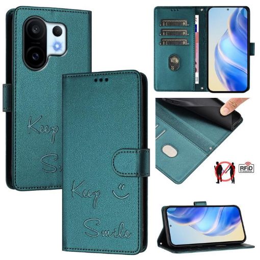 Vivo S30 Pro Mini Peacock Green RFID Leather Phone Case - 1