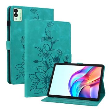 Tecno Megapad 11 Green Lily Embossed Leather Tablet Case - 1