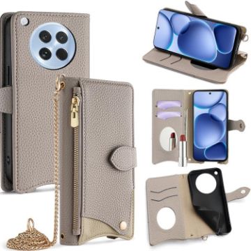 OPPO Find X8s Grey Crossbody Chain Fishtail Litchi Leather Case - 1