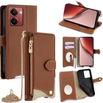 Realme P3 Ultra 5G Brown Crossbody Chain Fishtail Litchi Leather Case - 1