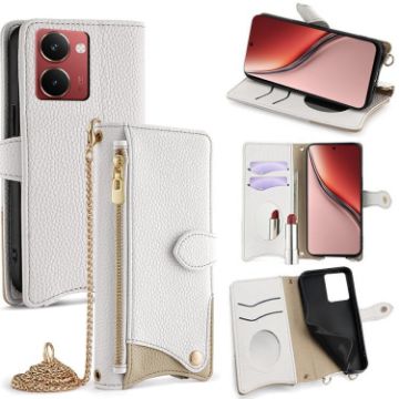 Realme P3 Ultra 5G White Crossbody Chain Fishtail Litchi Leather Case - 1