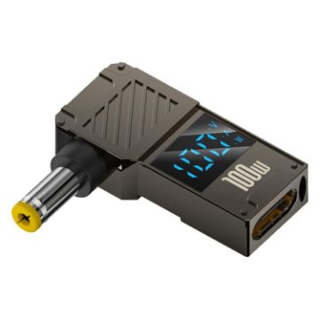 100W Type-C to DC5.5x2.5mm Charging Adapter with Digital Display - 1
