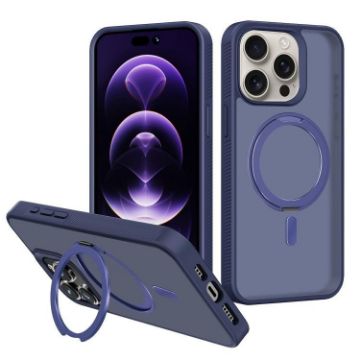 iPhone 15 Pro Max Kalebol MagSafe Rotating Holder Case - Blue - 1