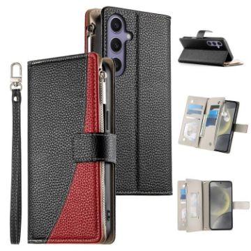 Samsung Galaxy S24+/S25+ 5G Leather Wallet Case with Strap (Black) - 1