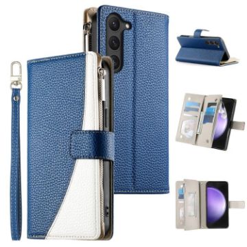 Samsung Galaxy S23 5G Dark Blue Leather Wallet Case with Strap - 1