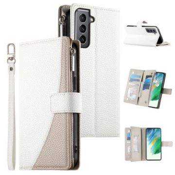 Samsung Galaxy S21 5G Leather Wallet Case with Strap - White - 1