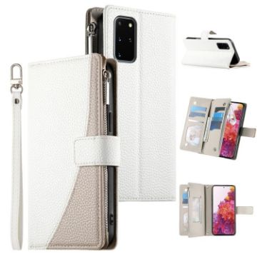 Samsung Galaxy S20+ White Leather Wallet Case with Strap & Card Slots - 1