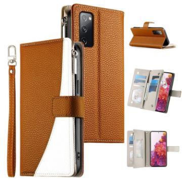 Samsung Galaxy S20 FE Brown Leather Wallet Case with Strap & Card Slots - 1