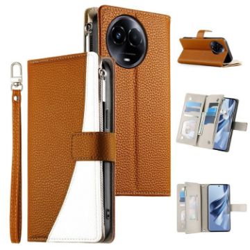 Realme 11 5G/Narzo 60x Brown Leather Wallet Phone Case with Strap - 1