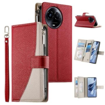 Realme 11 5G/11x/C67 5G/Narzo 60x Red Leather Wallet Phone Case - 1