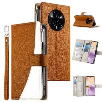 Realme 14 Pro+ Brown Leather Wallet Phone Case with Strap - 1