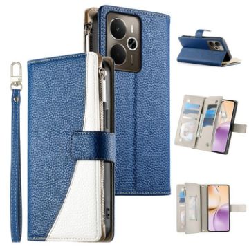 Realme 14/P3 5G Dark Blue Leather Wallet Phone Case with Strap - 1