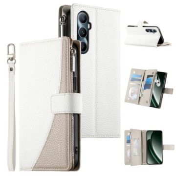 Realme C65 4G Global Leather Wallet Phone Case with Strap - White - 1