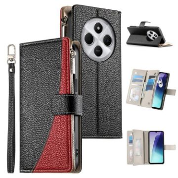 Redmi 14C/14R/A4 5G/A3 Pro Leather Wallet Phone Case with Strap (Black) - 1