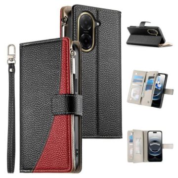 Redmi A5/Poco C71 Leather Wallet Phone Case with Strap - Black - 1