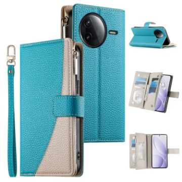 Redmi K80/K80 Pro/Poco F7 Pro Blue Leather Wallet Phone Case with Strap - 1