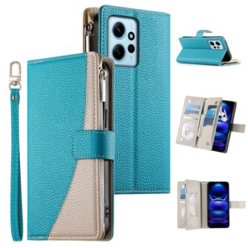 Redmi Note 12 4G/12R Pro Blue Leather Wallet Case with Strap - 1