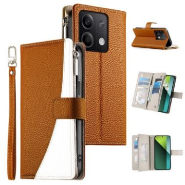 Redmi Note 13 5G Brown Leather Wallet Case with Strap & Multi-card Slots - 1
