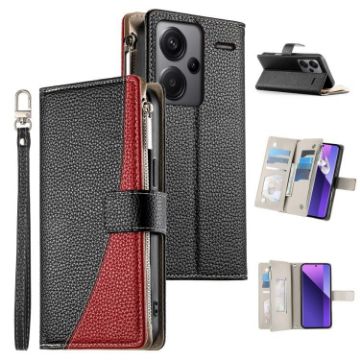 Redmi Note 13 Pro+ Global Leather Wallet Case with Strap (Black) - 1