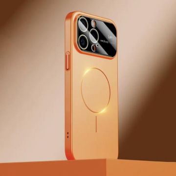 iPhone 13 Pro Kalebol MagSafe Frosted PC Case - Large Window Orange - 1