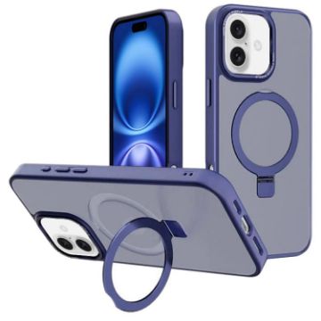iPhone 16 Kalebol Metal Lens Frame MagSafe Case Navy Blue - 1