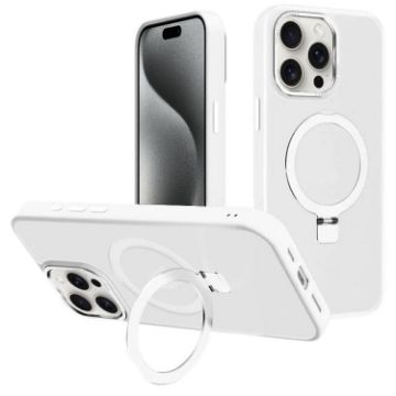 iPhone 15 Pro Kalebol Metal Lens Frame MagSafe Frosted White Case - 1