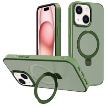 iPhone 15 Plus Dark Green Metal Lens Frame MagSafe Case by Kalebol - 1