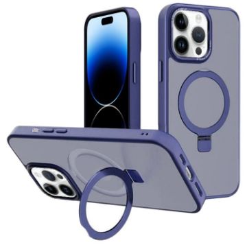 iPhone 14 Pro Kalebol Metal Lens Frame MagSafe Case Navy Blue - 1