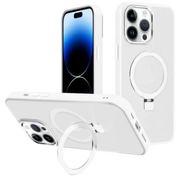 iPhone 14 Pro Max Kalebol Metal Lens Frame MagSafe Frosted Case White - 1