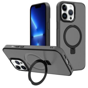iPhone 13 Pro Kalebol Metal Lens Frame MagSafe Frosted Case Black - 1