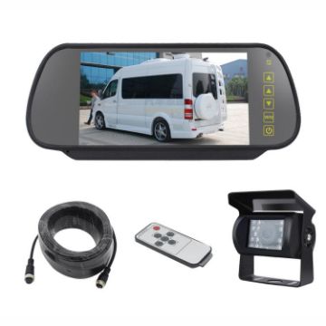 7" IPS HD Screen AHD Touch Button Car Rearview Camera Monitor Kit Black - 1