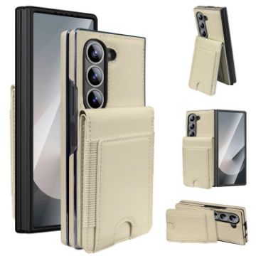 Samsung Galaxy Z Fold5 Beige Leather Case with Card Holder & Film - 1