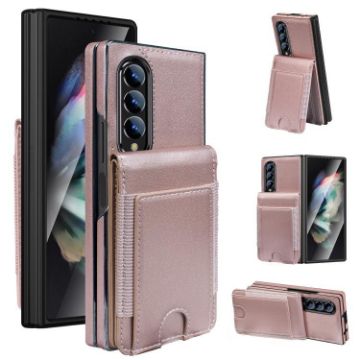 Samsung Galaxy Z Fold3 Rose Gold Leather Case with Card Holder & Film - 1