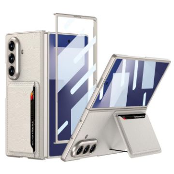 Samsung Galaxy Z Fold7 5G Leather Case with Card Slots - Titanium Grey - 1