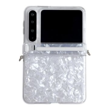 Huawei Pura X White Phone Case - Side Buckle Axis Pearlescent Shell Texture - 1