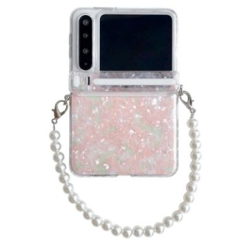 Huawei Pura X Pink Green Phone Case with Bracelet - Pearlescent Shell Texture - 1