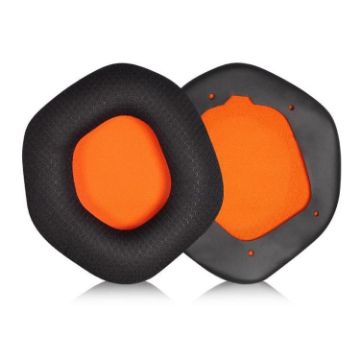 Snap-on Replacement Earpads for ASUS ROG Strix 7.1 - Black Orange Fabric - 1
