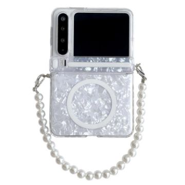 Huawei Pura X MagSafe Phone Case with Bracelet - White Pearlescent Shell - 1