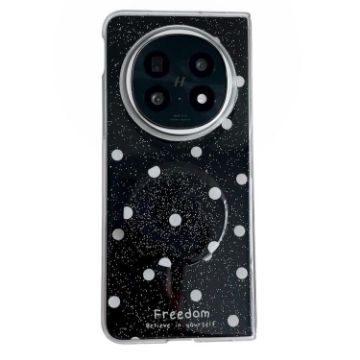 OPPO Find N5 Phone Case Black - Glitter Dots Pattern with Holder - 1