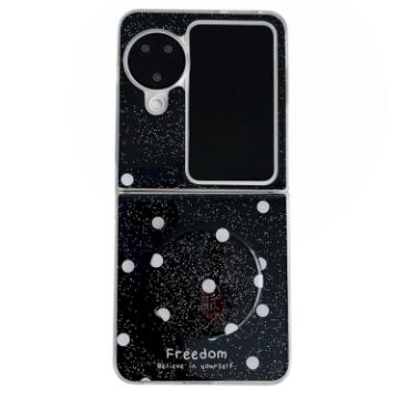 OPPO Find N3 Flip Phone Case Black - Glitter Dots Pattern with Holder - 1
