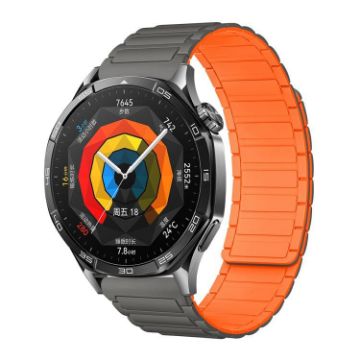 18mm Grey Orange Tri-beads Magnetic Silicone Watch Band - 1