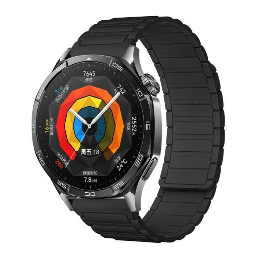 22mm Black Tri-beads Magnetic Silicone Watch Band - 1