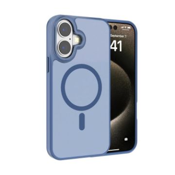iPhone 16 Kalebol Metal Lens Frame MagSafe Frosted PC Case Sierra Blue - 1
