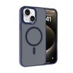 iPhone 15 Kalebol Metal Lens Frame MagSafe Frosted Case Navy Blue - 1